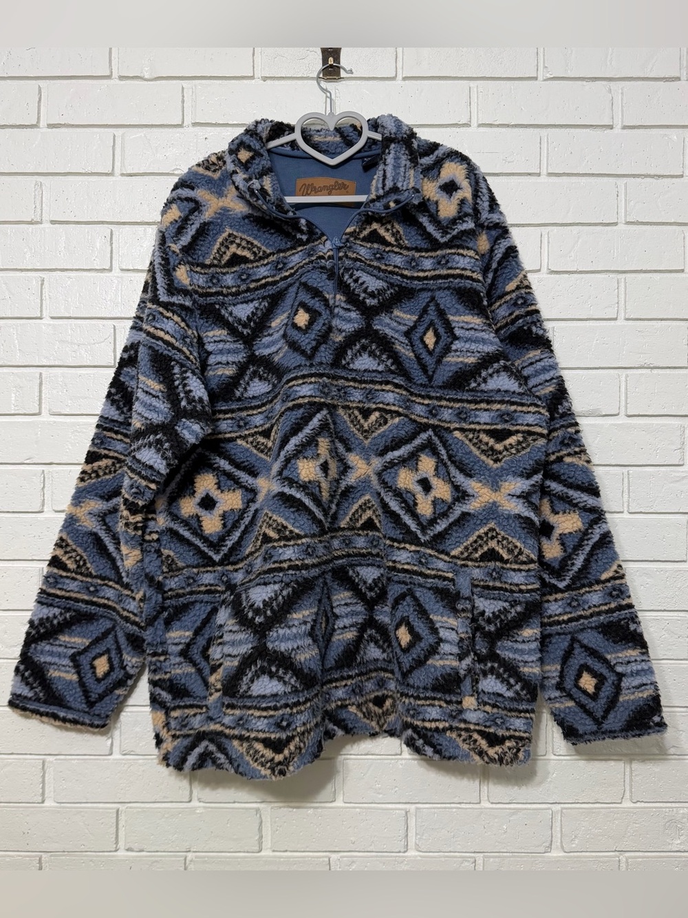 Men's Heavyweight Quarter Zip Sherpa Pull Over Water Blue XL